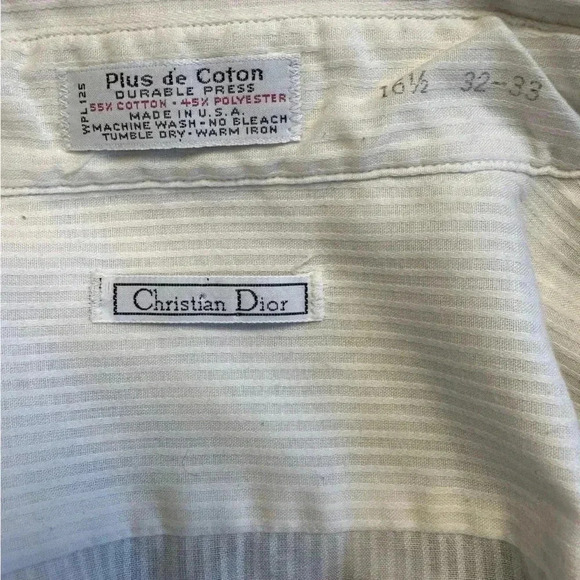 CHRISTIAN DIOR Longsleeve Button Down White Verticle Striped Shirt * VINTAGE - Picture 12 of 14